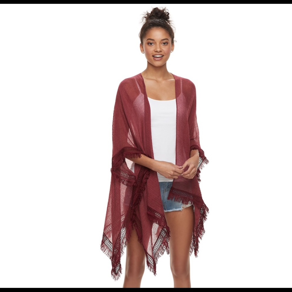 NWT Mudd Burgundy Cranberry Poncho One Size